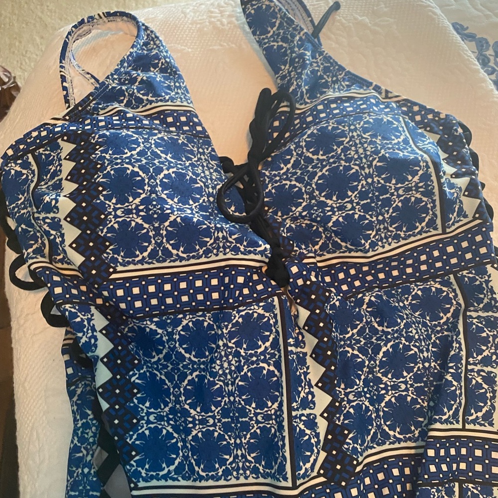 VENUS Blue and White Floral one piece suit